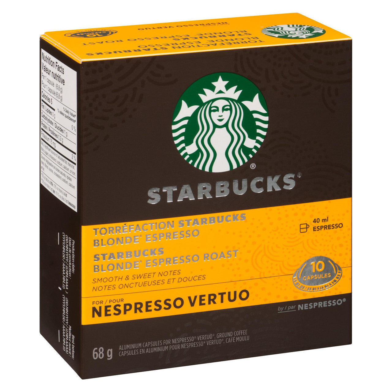Starbucks Blonde Espresso Roast Coffee, Capsules for Nespresso