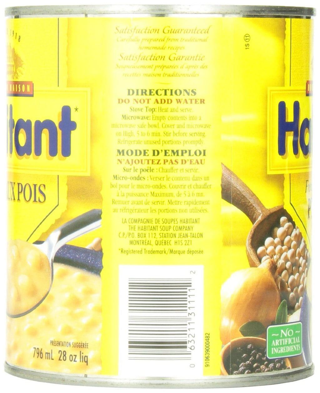 Habitant Yellow Pea Soup, 791ml/26.92-Ounce (12pk) {Imported from Canada}