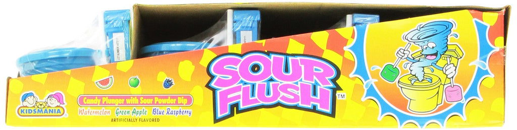 Kidsmania Sour Flush Candy Plunger with Sour Powder Dip, 1.38-Ounce Plungers (Pack of 12)