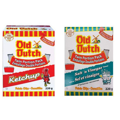 Old Dutch Ketchup Chips and Salt & Vinegar Chips 1 Box of Each (2 x 220G) Bundle {Imported from Canada}