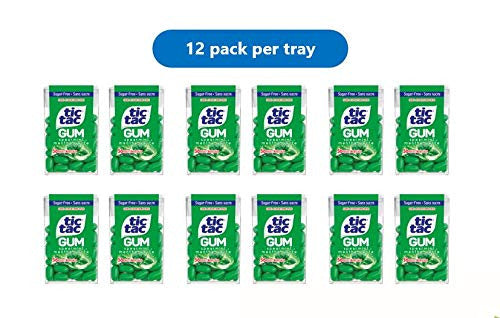 Tic Tac Gum Spearmint 27g, 12ct Tray, 324g/11.4oz total, (Imported from Canada)