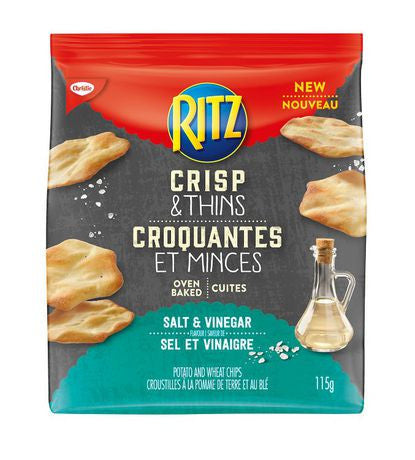Christie Ritz Crisp &Thins Salt & Vinegar Potato Wheat Chips 115g/4oz (Imported from Canada)