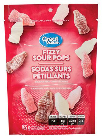 Great Value Fizzy Sour Pops Candy Mix, 165g/5.8oz., {Imported from Canada}
