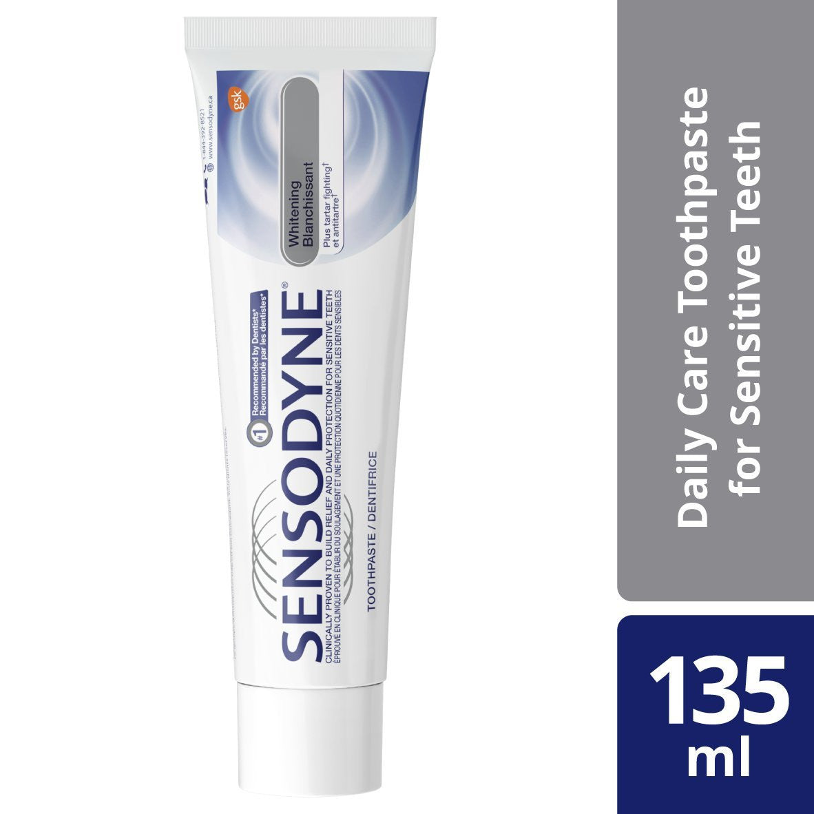 Sensodyne Whitening & Tartar Daily Sensitivity Toothpaste VALUE size 135ml, Imported from Canada}