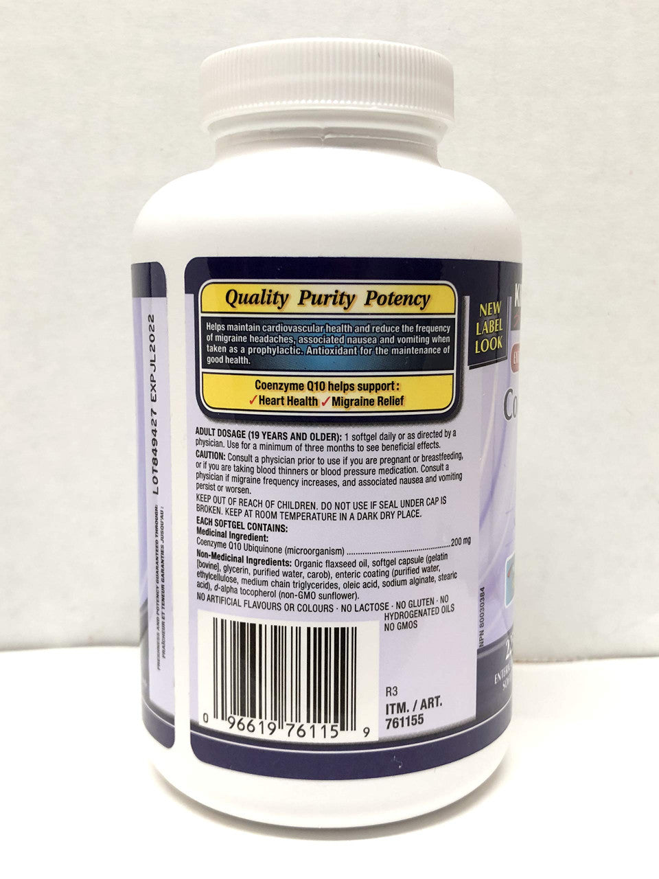 Kirkland Coenzyme Q10 200 mg, 225 Clear Enteric Softgels {Imported from Canada}