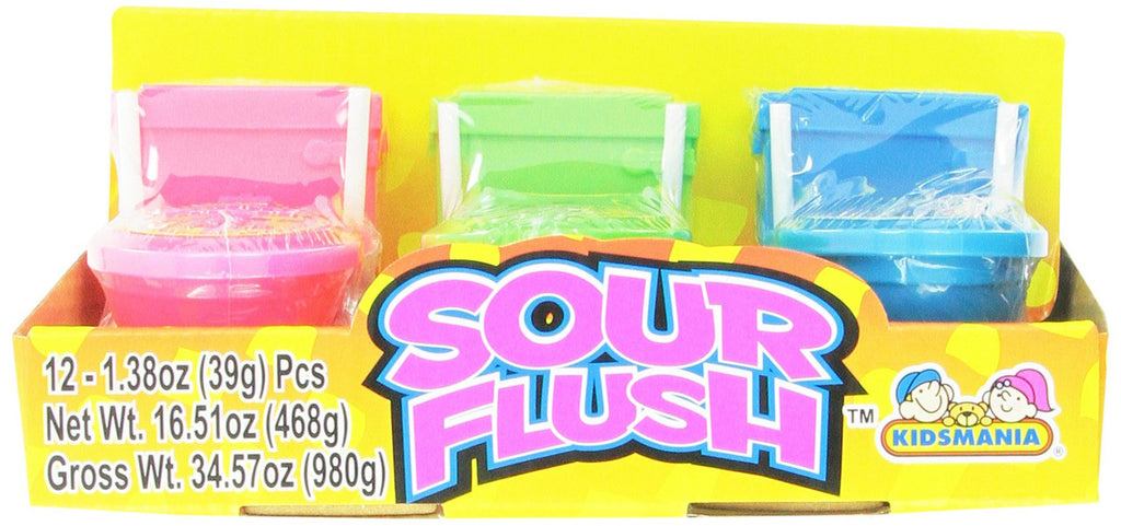 Kidsmania Sour Flush Candy Plunger with Sour Powder Dip, 1.38-Ounce Plungers (Pack of 12)