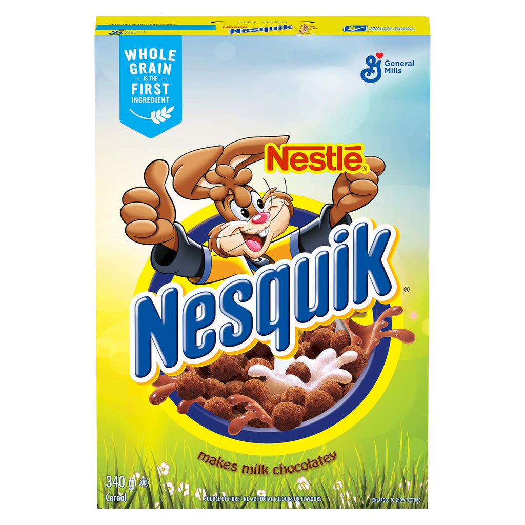 Nesquik Whole Grain Chocolatey Cereal, 340g/12oz.,  {Imported from Canada}