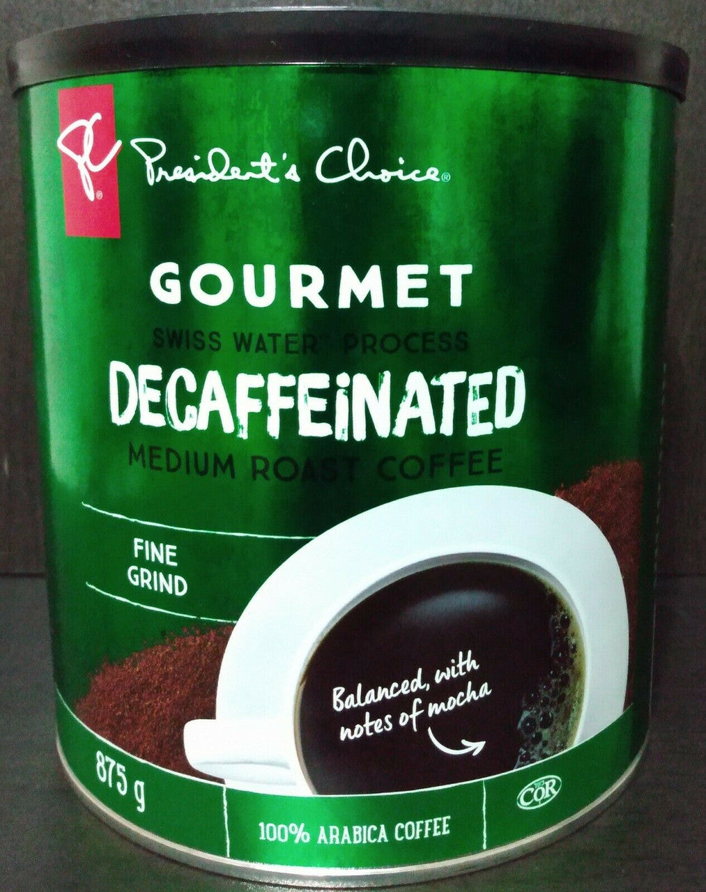 President's Choice, Gourmet Decaffeinated, Medium Roast, Fine 100% Arabica Coffee, 875g/30.9 oz., {Imported from Canada}