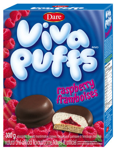 Dare Puffs Raspberry/Chocolatey Marshmallow Cookies 300g  {Canadian}