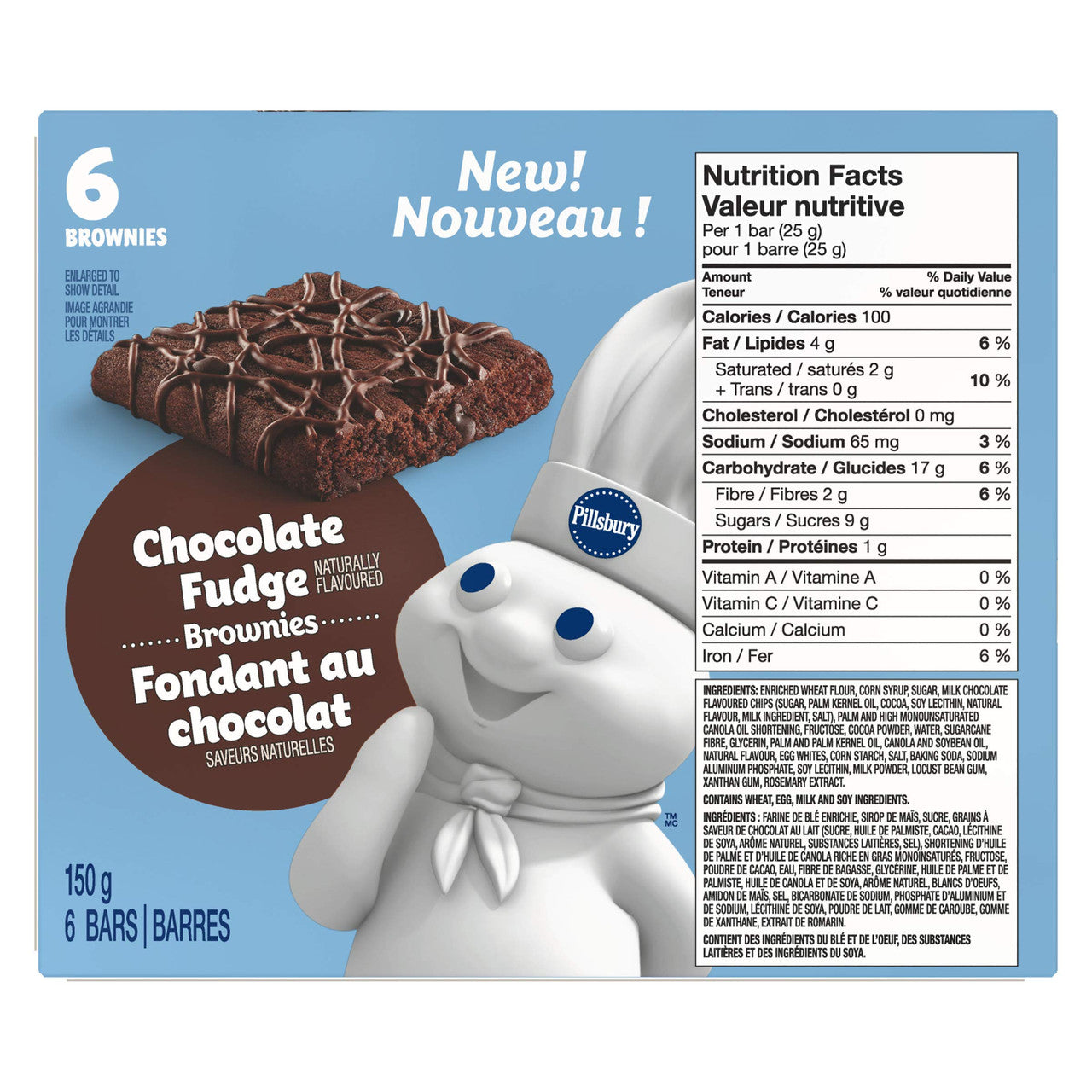 Pillsbury Chocolate Fudge Brownies Bars, 150g/5.3 oz. {Imported from Canada}