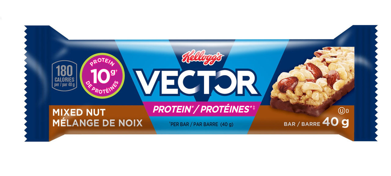 Kellogg's Vector Protein Bars, Mixed Nut, 160g/5.6oz, (Imported from Canada)