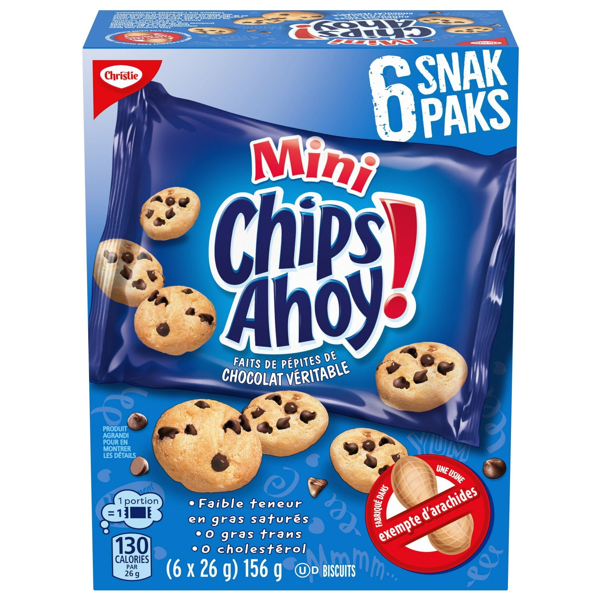 Top box of Chips Ahoy! Mini Chocolate Chip Cookie Snack Packs - 156g/5.5 oz on a white background