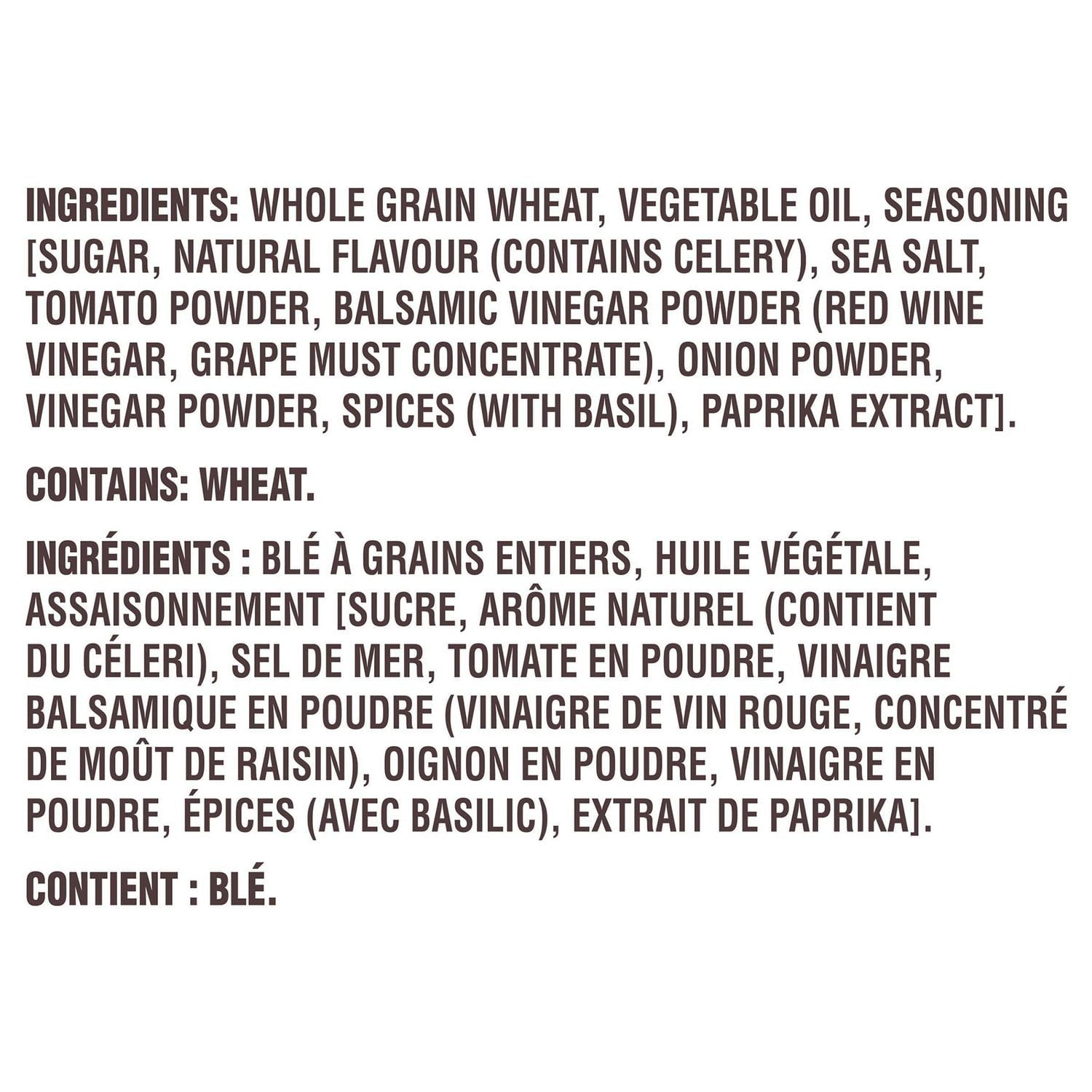 Triscuit Balsamic Vinegar & Basil Crackers ingredients