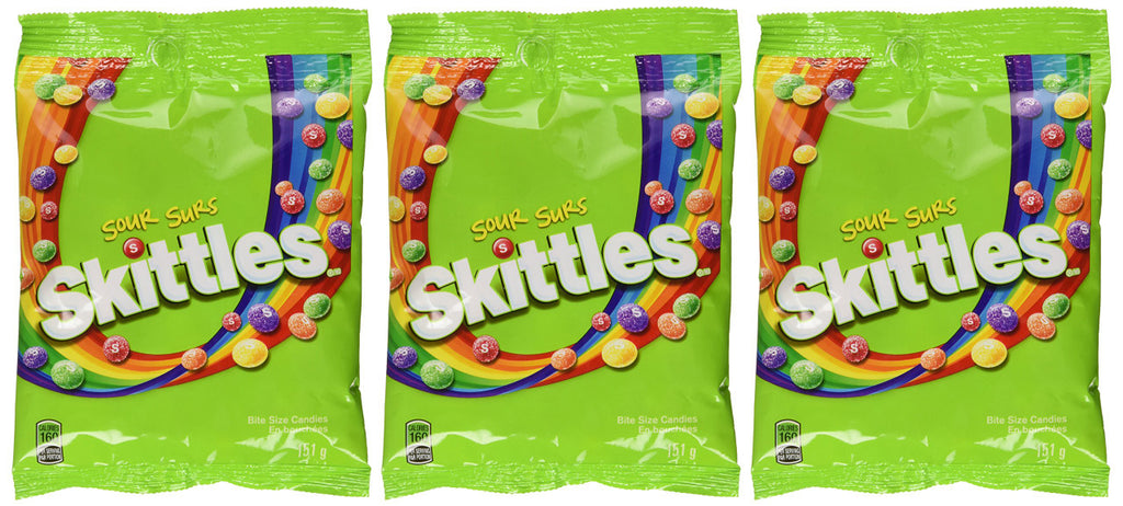 Skittles Sours Gummy Candy (151g/5.3 oz.) (3pk) (Imported from Canada)