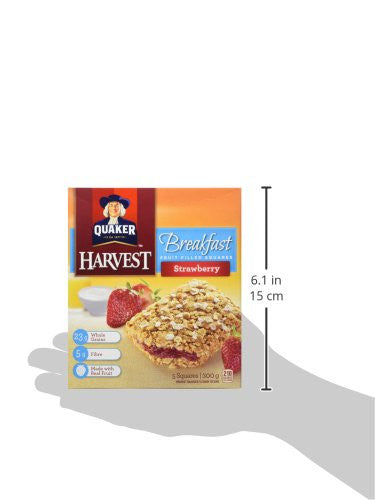 Quaker Harvest Breakfast Strawberry Fruit Filled Squares 300g/10.6oz (Imported from Canada)