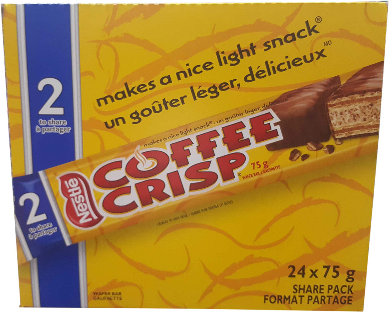 Nestle Coffee Crisp King Size Chocolate, 24ct X 75g/2.6oz., {Imported from Canada}