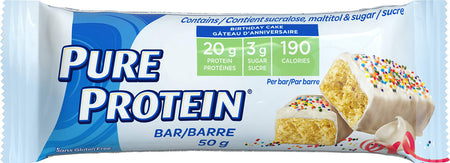 Pure Protein Bars, Gluten Free, Snack Bar, Birthday Cake, 50g/1.8oz., 6ct, {Imported from Canada}