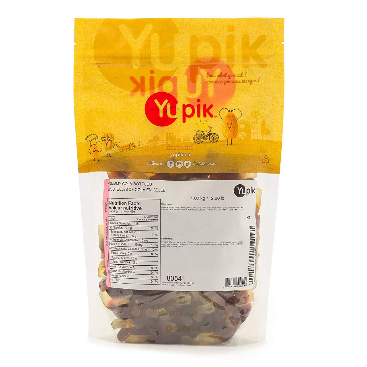 Yupik Gummy Cola Bottles, 1Kg/2.2lbs (Imported from Canada)