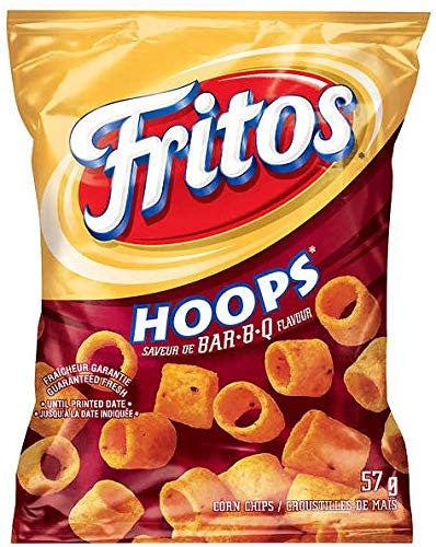 FRITOS Hoops Barbecue Chips, (Box), Vending Size (40ct x 57g/2oz.) (Imported from Canada)