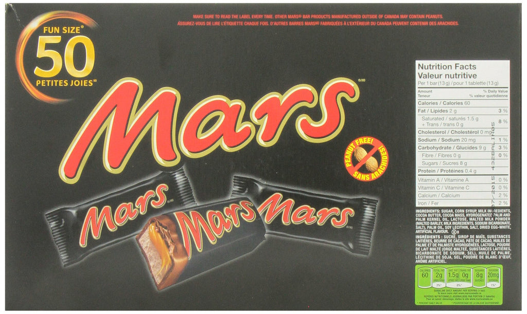 Mars Fun Size Bars, (12.9g/0.5 oz.) x 50 pack, Peanut Free {Imported from Canada}