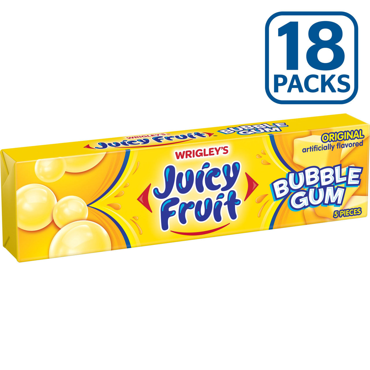 Juicy Fruit Original Bubble Gum, 5 piece pack (18pks) {Imported from Canada}
