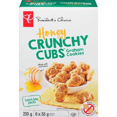 President's Choice Honey Crunchy Cubs Graham Cookies Lunch Box Packs, 210g/7.4oz, {Imported from Canada}