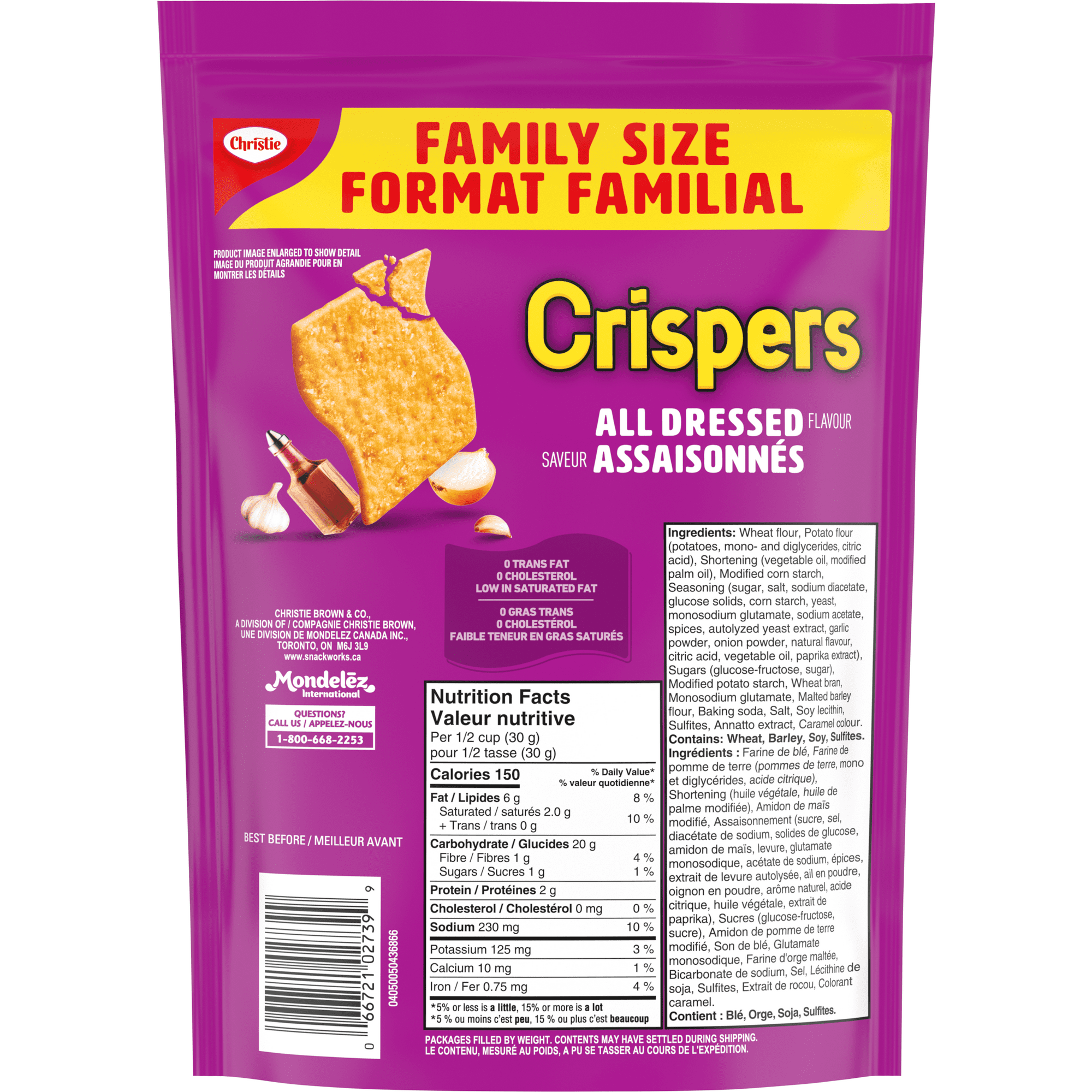 Christie Crispers All Dressed Crackers, 240g/8 oz. Family Size