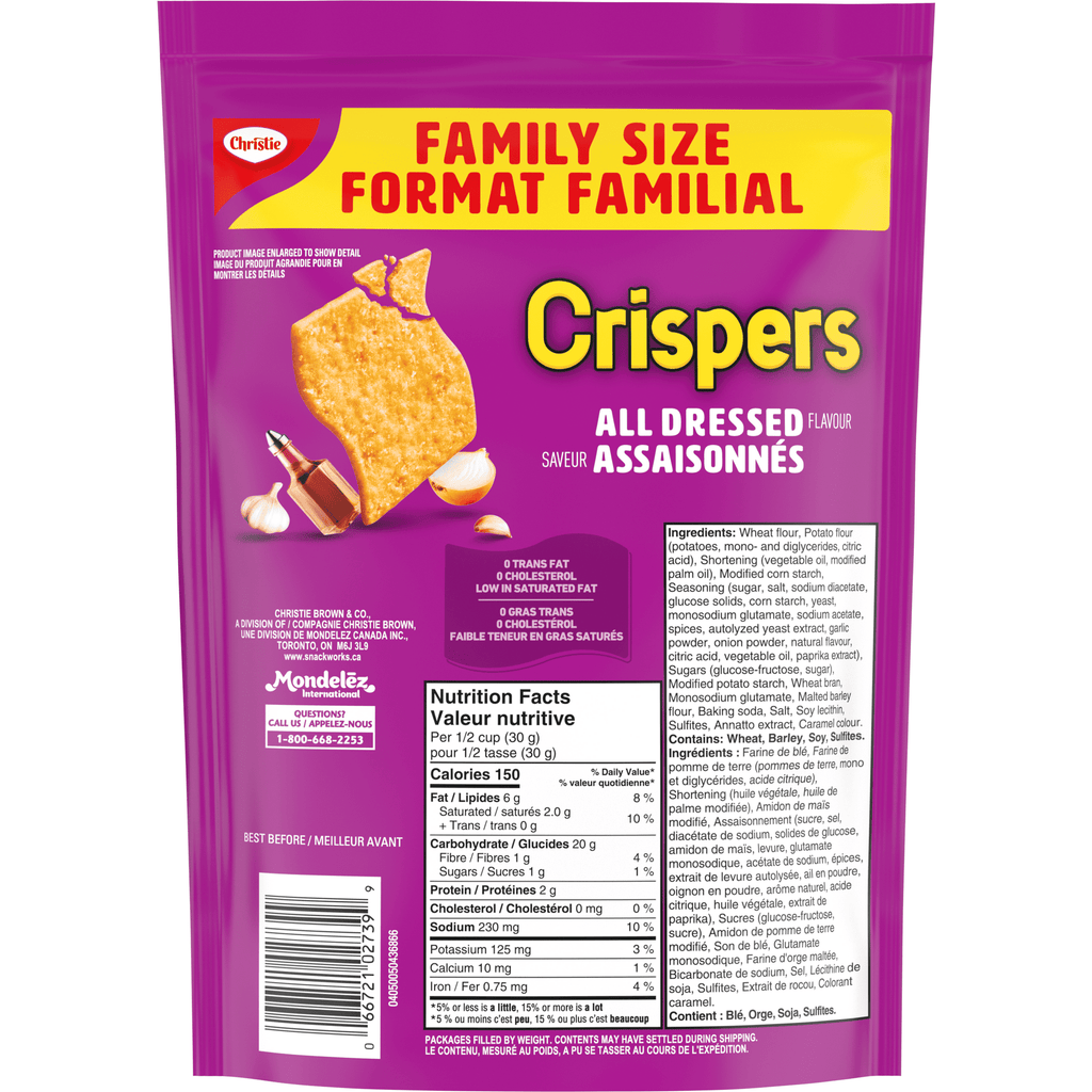 Christie Crispers All Dressed Crackers, 240g/8 oz. Family Size Bag