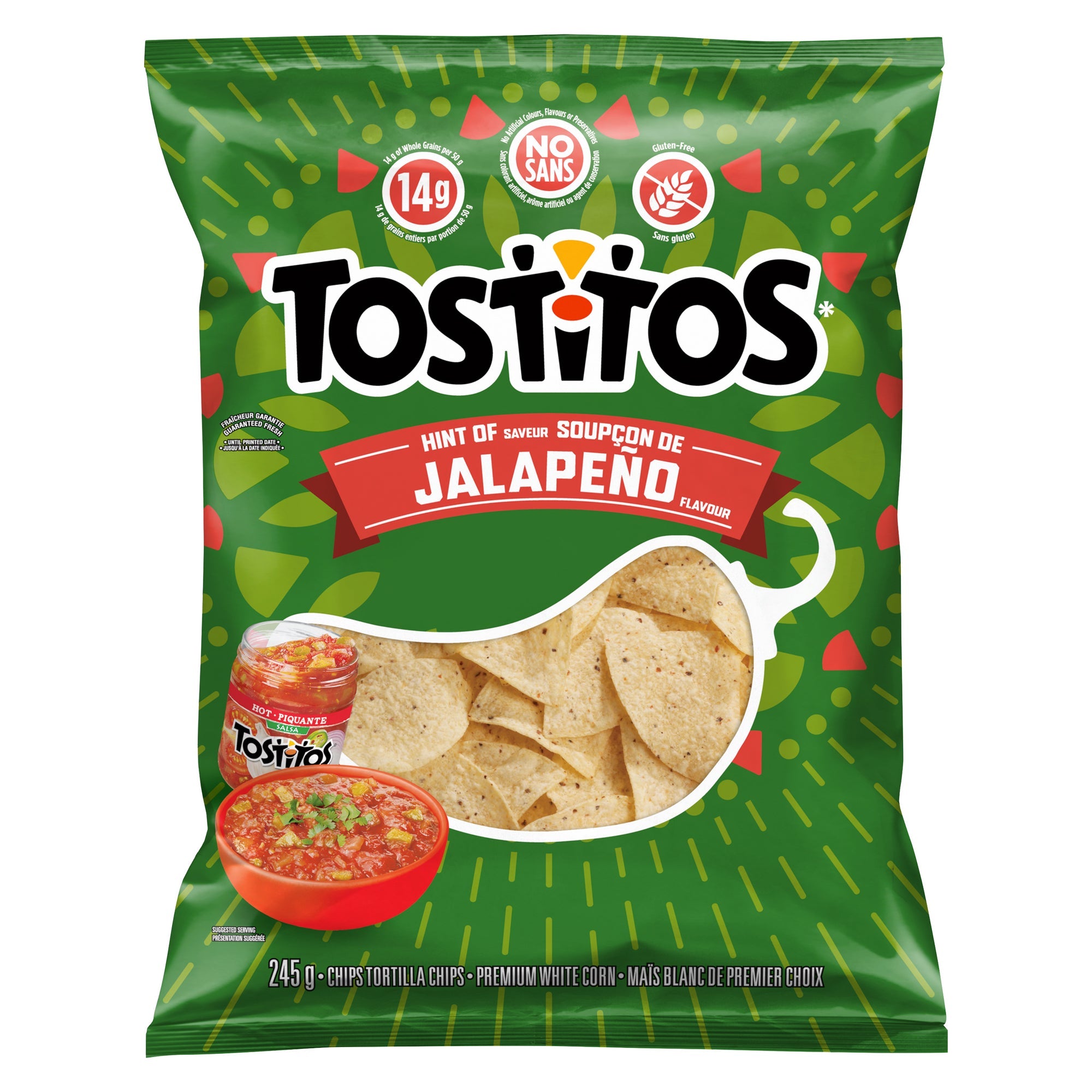 Tostitos Hint Of Jalapeno Tortilla Chips, front of bag