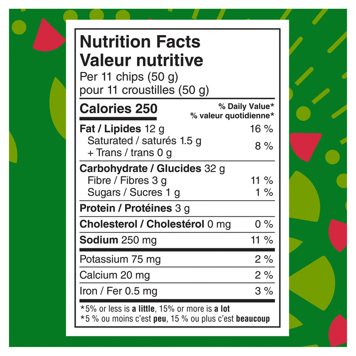 Tostitos Hint Of Jalapeno Tortilla Chips, nutrition facts label