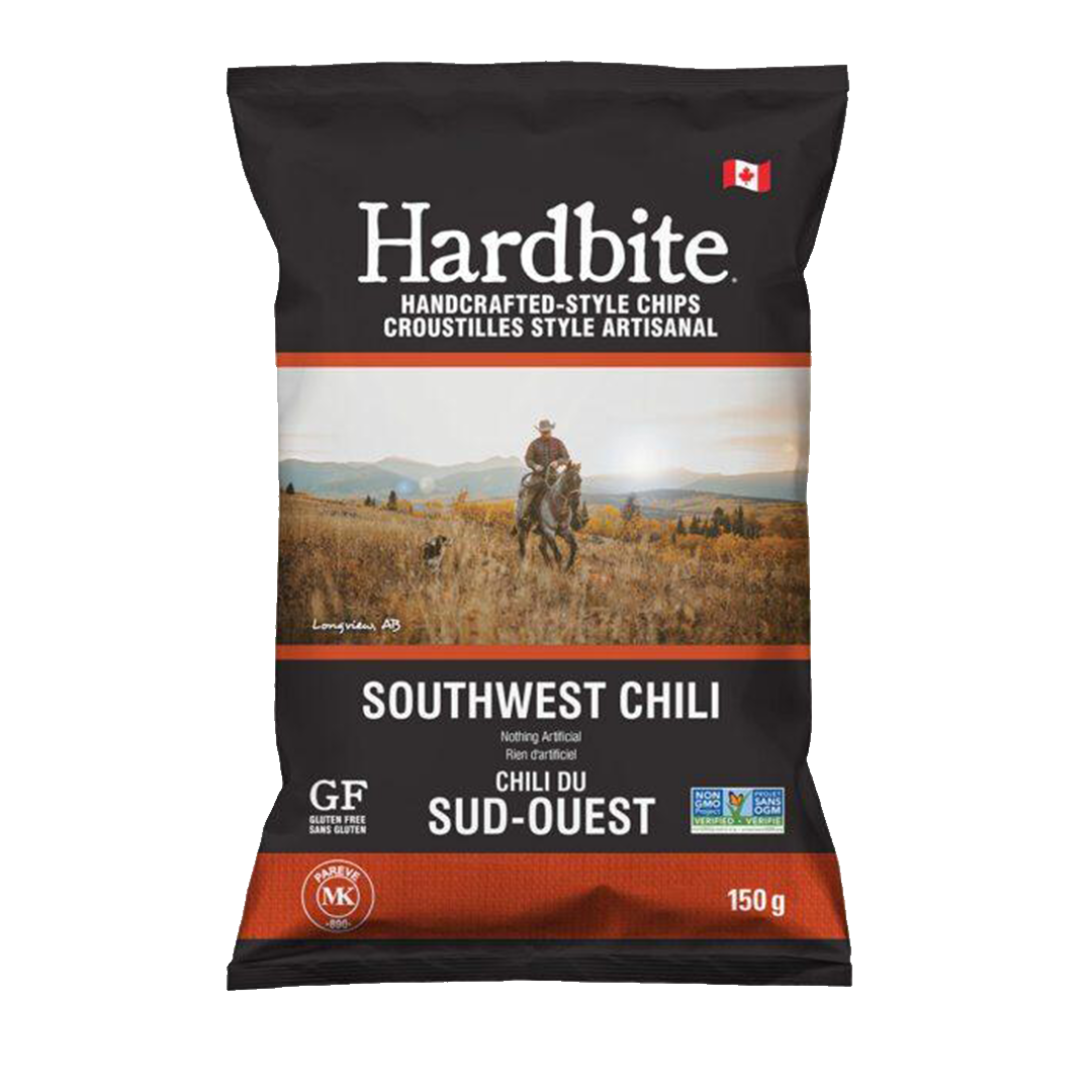 Hardbite Southwest Chili All Natural Potato Chips, 150g/5.3oz., {Imported from Canada}