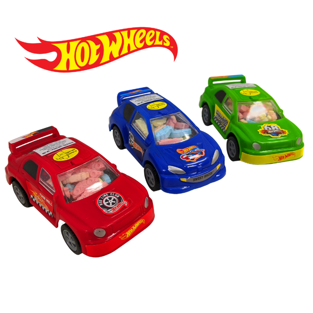 Hot Wheels Sweet Racer, picture of all 3 colors, 1 car each, (red , blue, green)