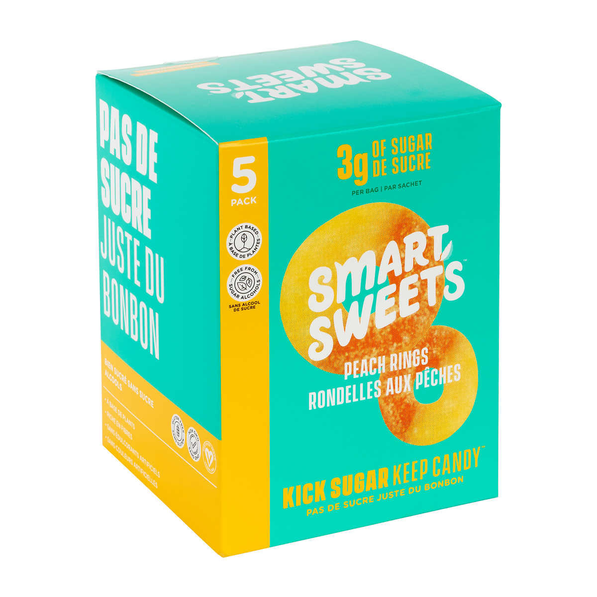 Smart Sweets Gummy Peach Rings Bulk Pack, 5 x 50g/1.75 oz. Bag {Imported from Canada}