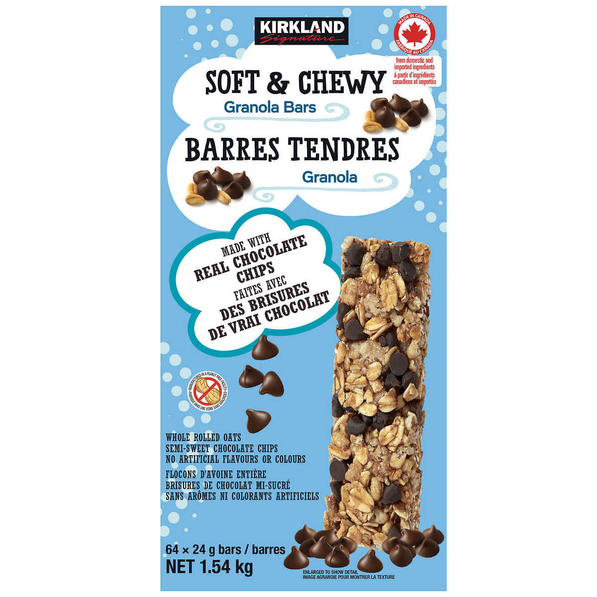 Kirkland Signature Soft & Chewy Granola Bars 64ct  24g/0.84oz, (Imported from Canada)