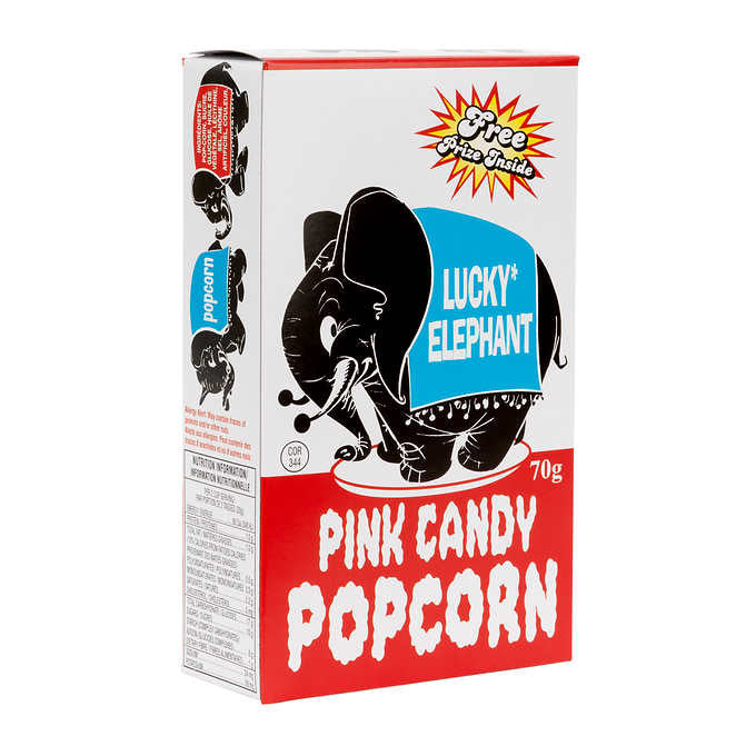 Lucky Elephant Retro Pink Candy Popcorn, 70g/2.5oz., {Imported from Canada}