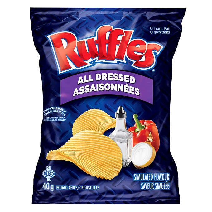 Lay's Ruffles Potato Chips, All Dressed, 40g/1.4oz {Imported from Cana