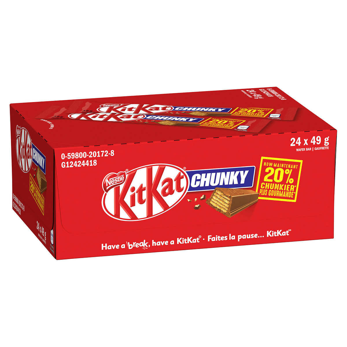 Nestle Kit Kat Chunky Bar, Chocolate 51g/1.8oz - 24pk {Imported from Canada}