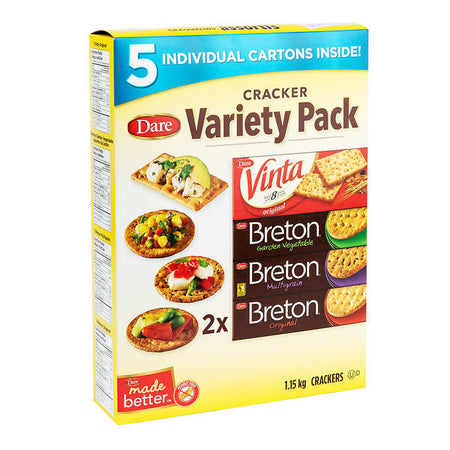 Dare Variety Pack Crackers, Breton & Vinta Crackers, 5pk, 1.15kg/2.5 lbs., {Imported from Canada}