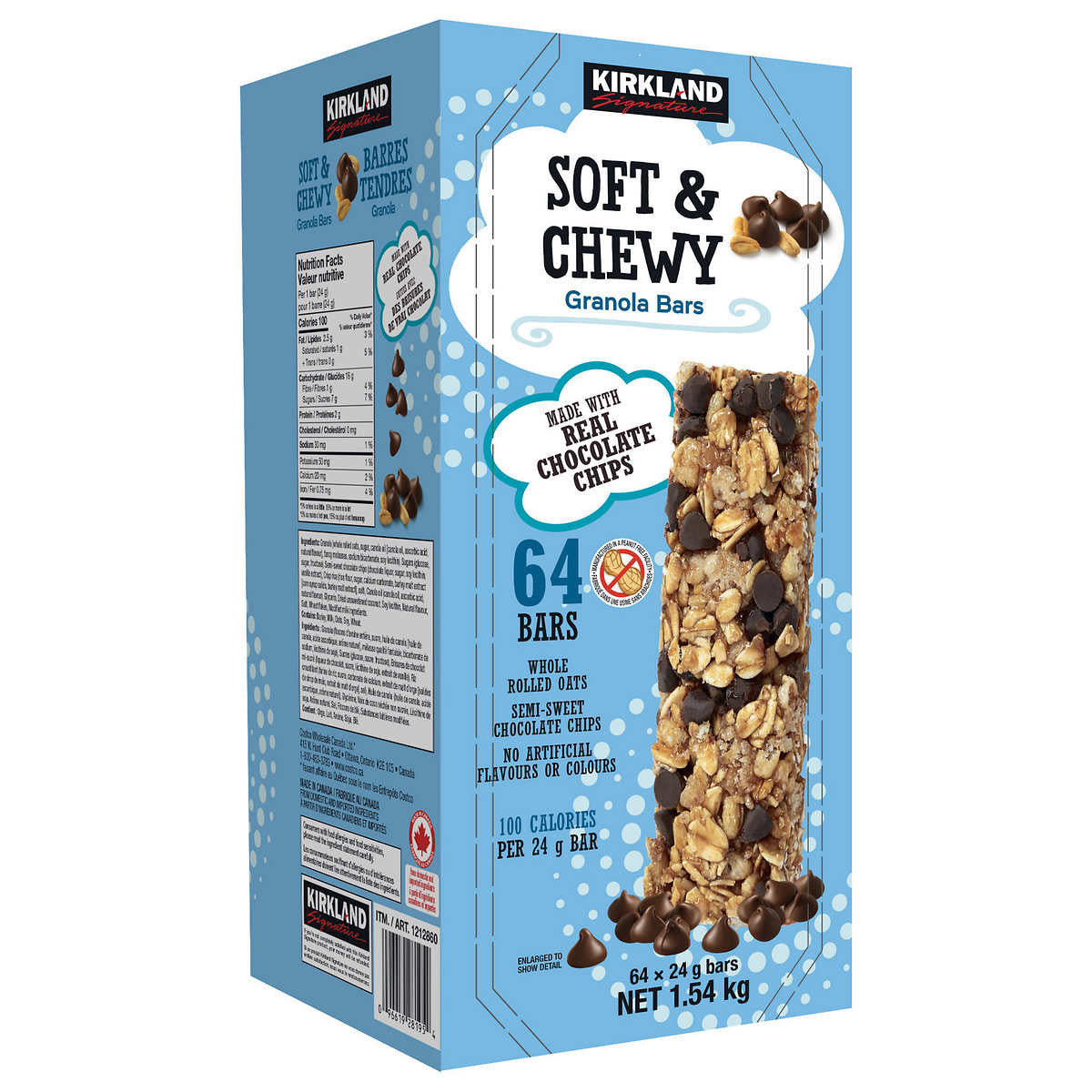 Kirkland Signature Soft & Chewy Granola Bars 64ct  24g/0.84oz, (Imported from Canada)