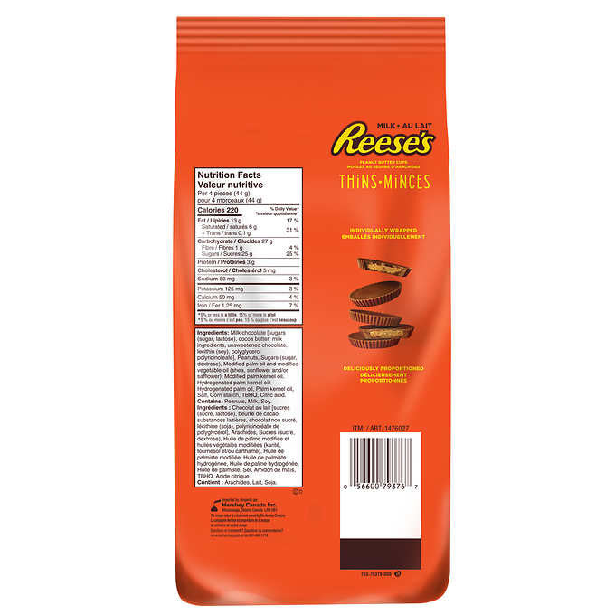 Reese's Chocolate Candy Peanut Butter Cups Thins, 680g/23.8 oz. {Imported from Canada}