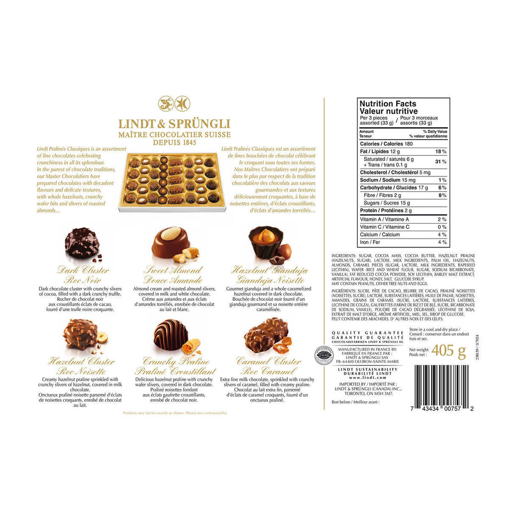 Lindt Classic Pralines, Assorted Fine Chocolates, 405g/14 oz. Gift Box