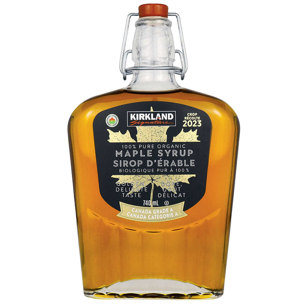 Kirkland Signature 100% Pure Organic Maple Syrup, Canada Grade A, 740mL/26 fl. oz. Bottle {Imported from Canada}