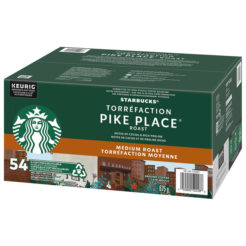 Starbucks Pike Place Medium Roast Coffee, K-Cups, 54 Count