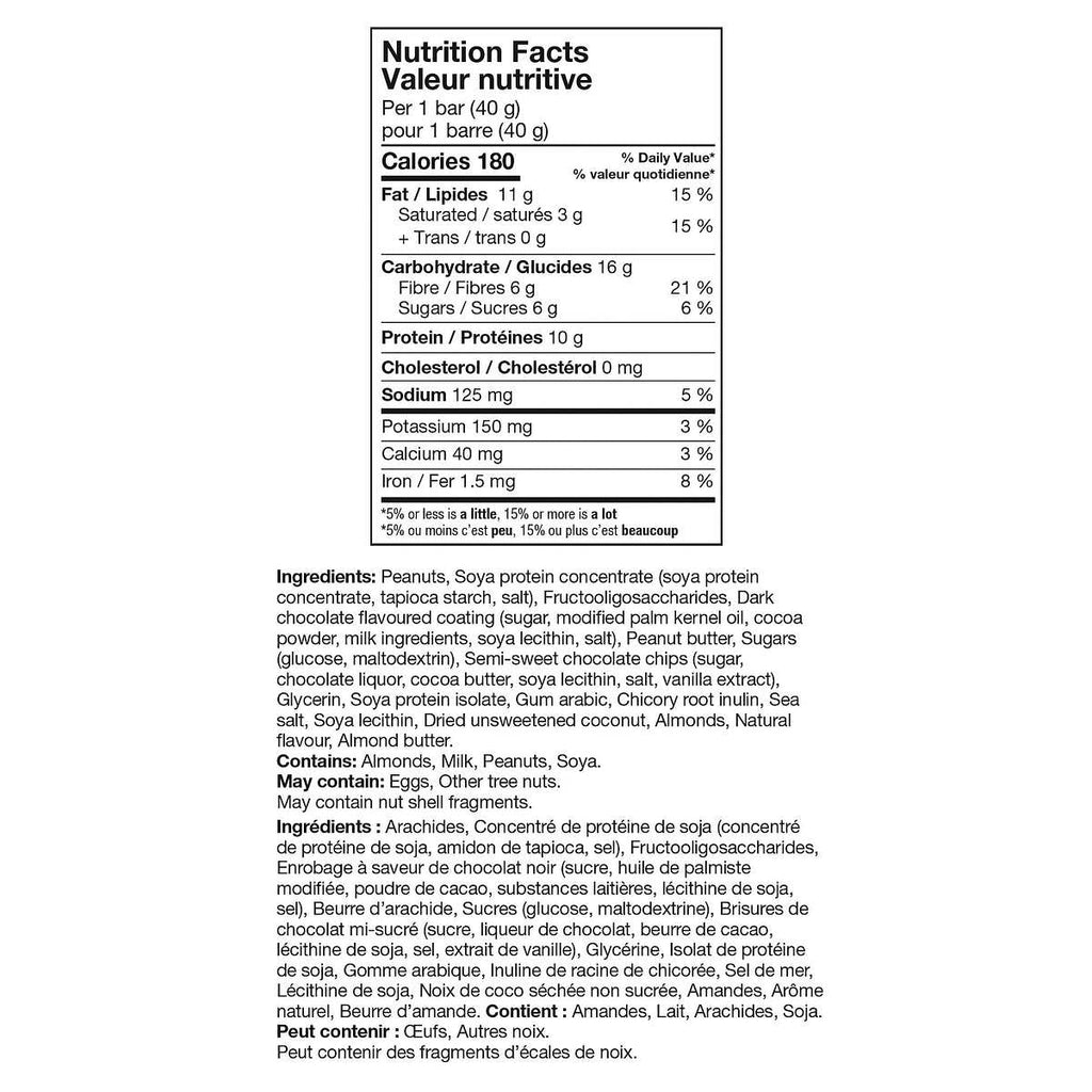 Kirkland Signature Chewy Protein Bars, Peanut Butter & Semi-Sweet Chocolate Chip Flavor, 42 Bars, 1.68kg/3.7 lbs. Box {Imported from Canada}