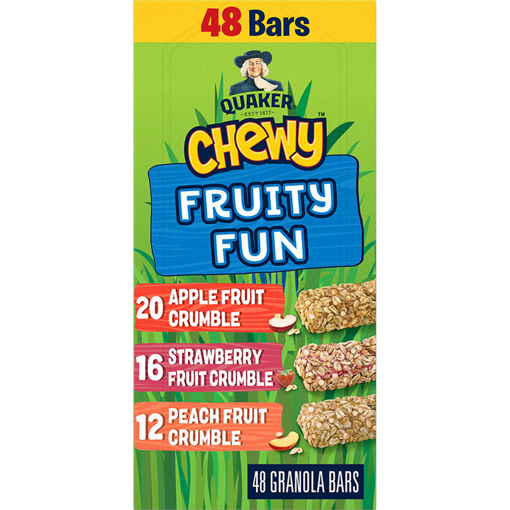 Quaker Chewy Fruity Fun Granola Bars, Apple, Strawberry, and Peach Fruit Crumble, 48 Bars, 1.15kg/2.5 lbs. Box {Imported from Canada}