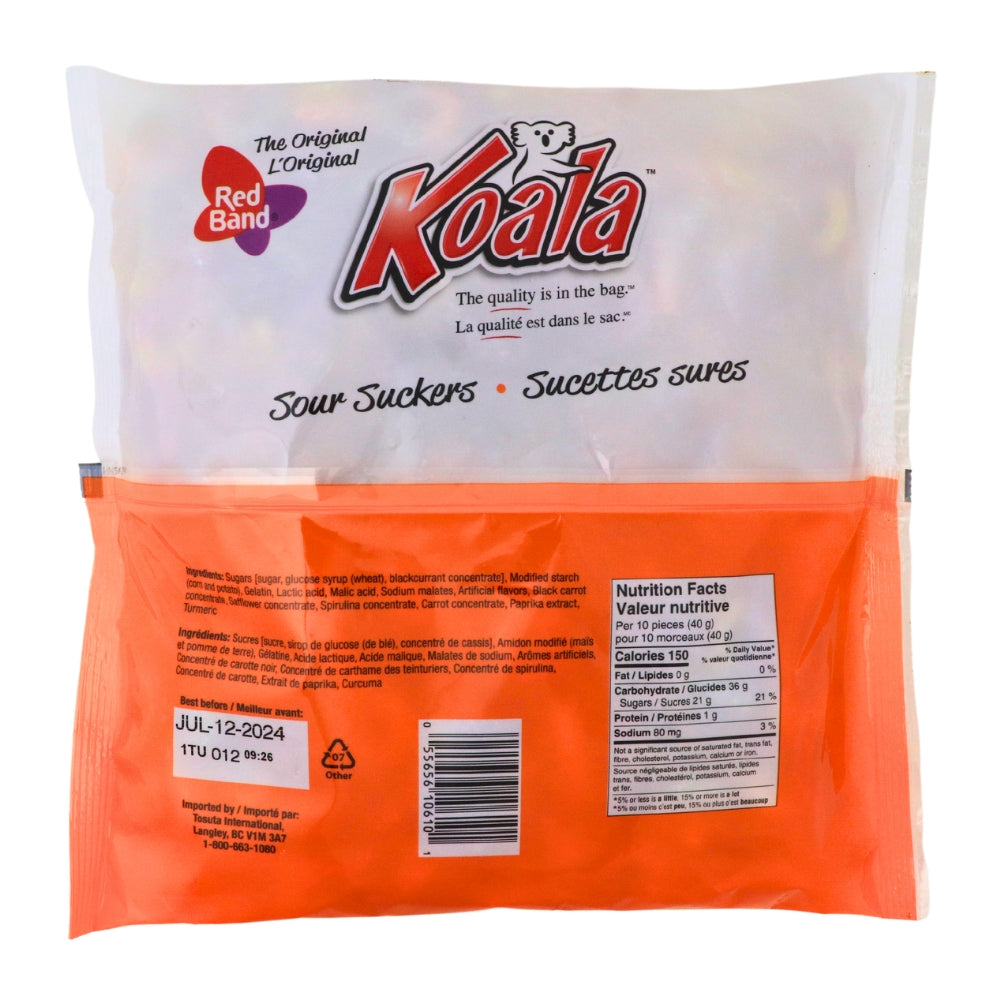 Koala Red Band Sour Suckers Gummy Candy, Party Size, 1kg/35.3 oz