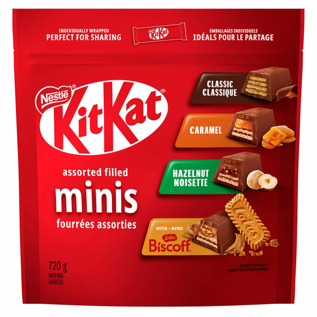 Nestle Kit Kat Assorted Filled Minis Wafer Bars, 720g/1.6 lb. Bag - Front