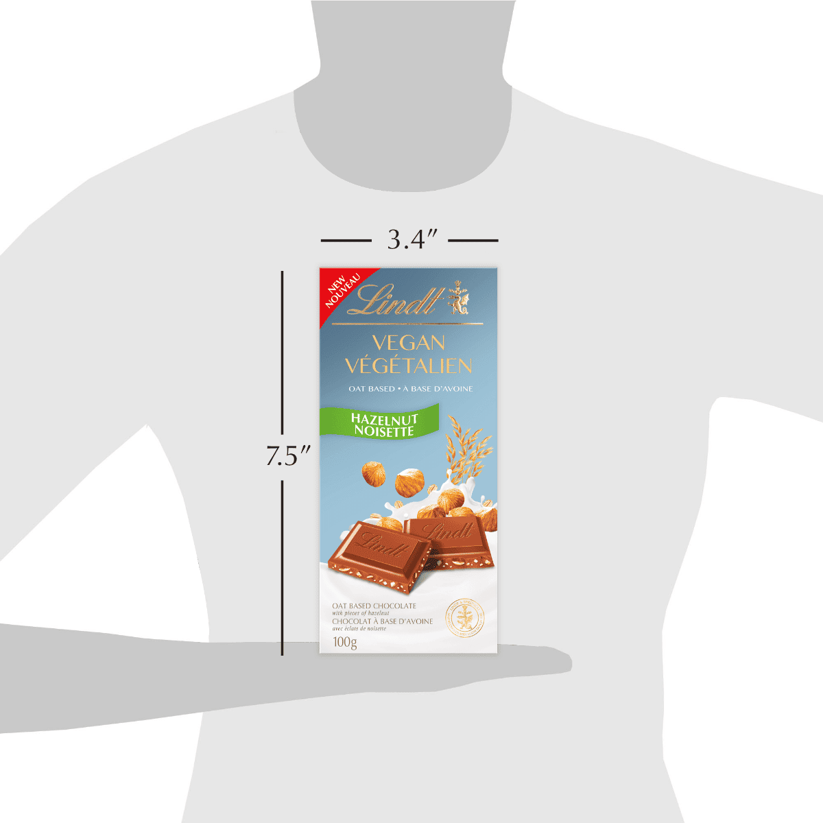 Lindt Vegan Hazelnut Chocolate Bar, 100g/3.5 oz.