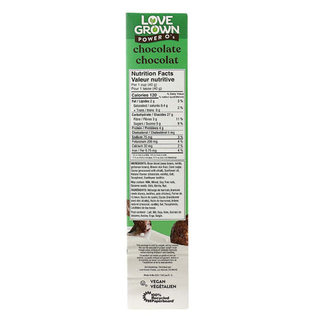 Love Grown Power O's, Chocolate Toasted Bean & Rice Cereal, Gluten Free, Vegan, 283g/9.9 oz. Box(Imported from Canada)