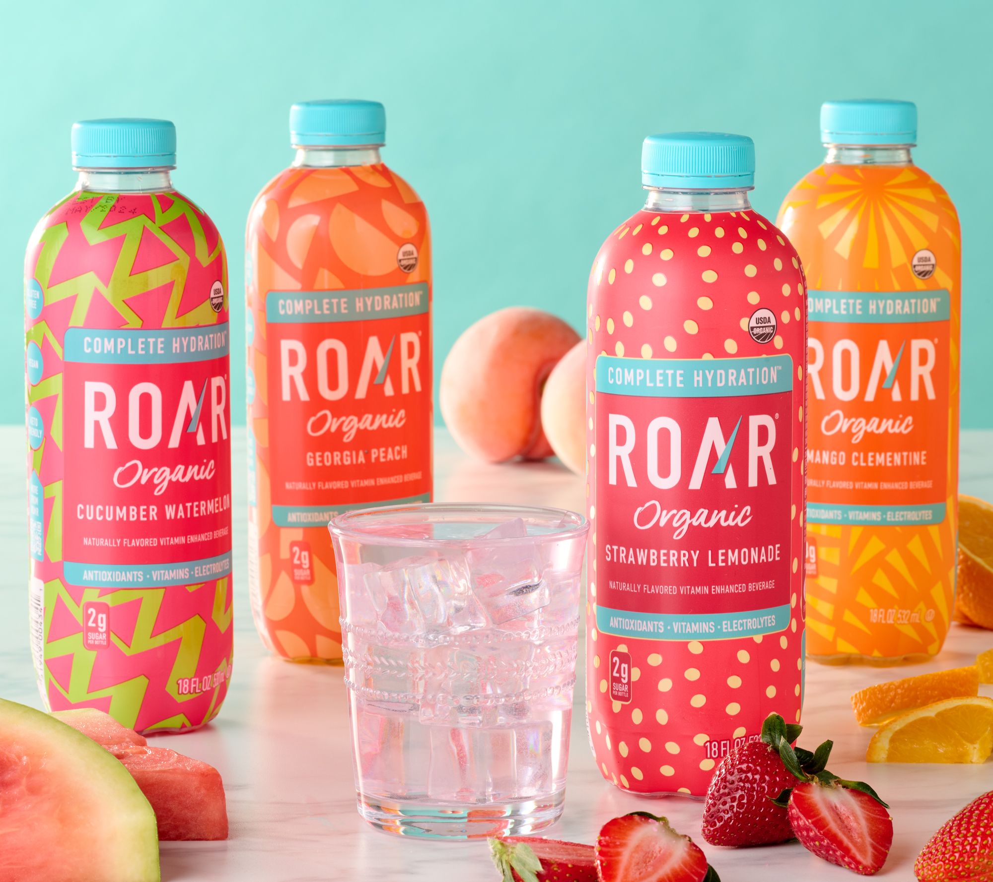 Roar Organic Strawberry Lemonade Vitamin Enhanced Beverage, 532mL/18.6 fl. oz., Bottle {Imported from Canada}